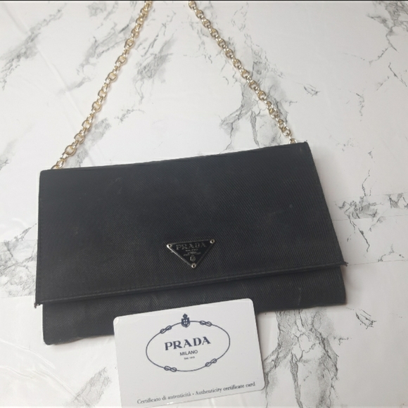 Prada long wallet / Woc with added chain nero - Picture 1 of 9